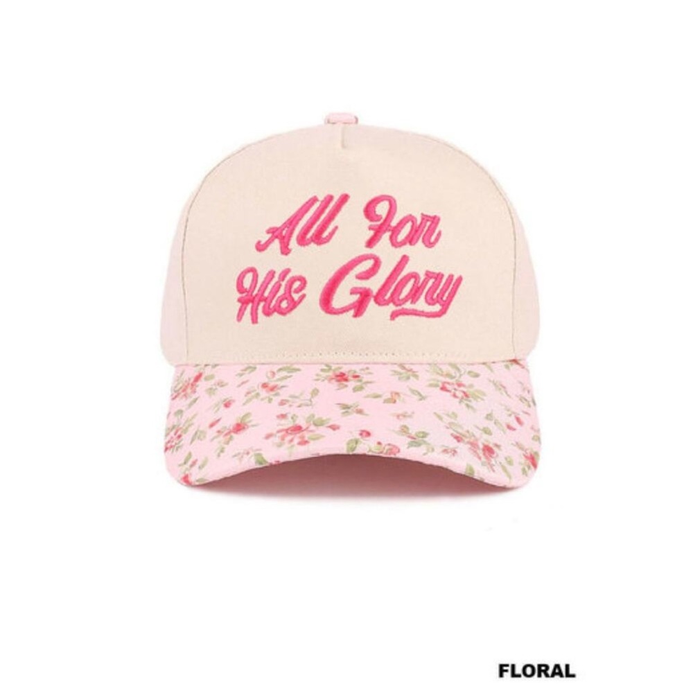 All For His Glory Hat Pink Floral